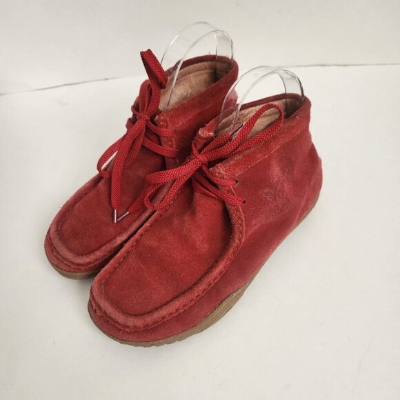 ROOTS | Windsors Boots Booties red suede leather chukka size 6M - Picture 1 of 5